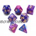 7 Piece Polyhedral Pearlescent Cotton Candy Purple Blue Dice Set D&D RPG Gaming Dice   